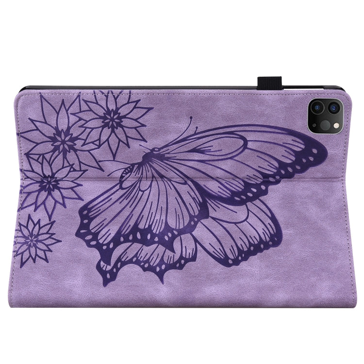 For iPad Pro 11 2022 / 2021 / 2020 / Air 2020 10.9 / 11 2024 Big Butterfly Embossed Smart Leather Tablet Case(Purple) - iPad Pro 11 (2022/2021) Cases by buy2fix | Online Shopping UK | buy2fix