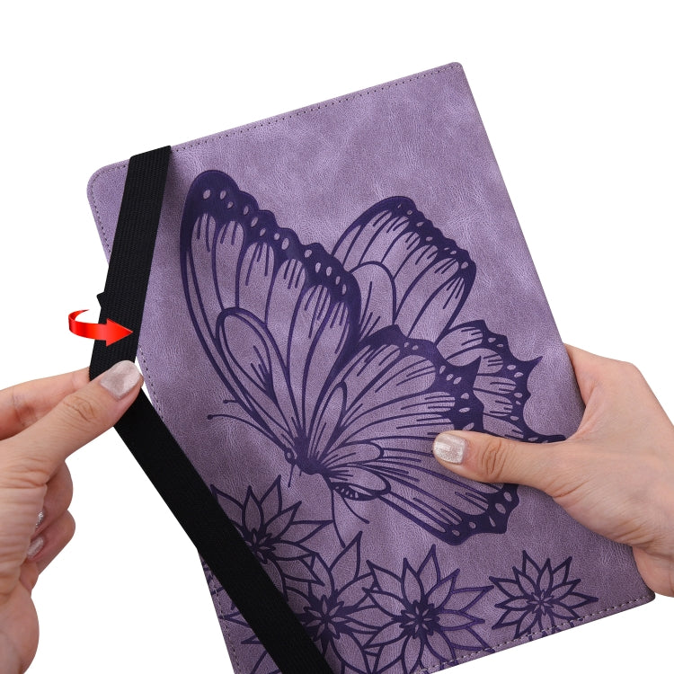 For iPad Pro 11 2022 / 2021 / 2020 / Air 2020 10.9 / 11 2024 Big Butterfly Embossed Smart Leather Tablet Case(Purple) - iPad Pro 11 (2022/2021) Cases by buy2fix | Online Shopping UK | buy2fix