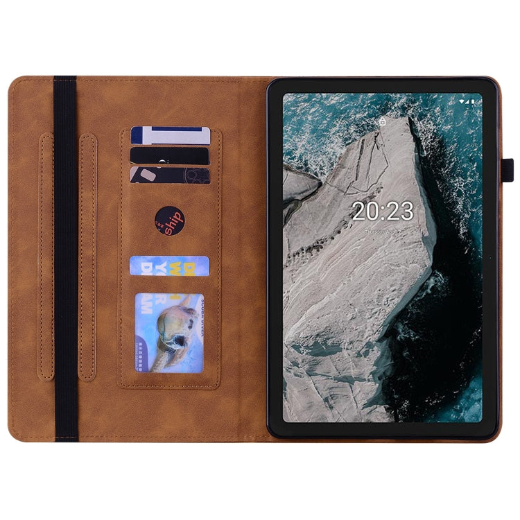 For Nokia T20 10.4 2021 Skin Feel Solid Color Zipper Leather Tablet Case(Brown) - Nokia by buy2fix | Online Shopping UK | buy2fix