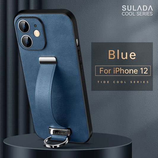 For iPhone 12 SULADA Cool Series PC + Leather Texture Skin Feel Shockproof Phone Case (Blue) by SULADA