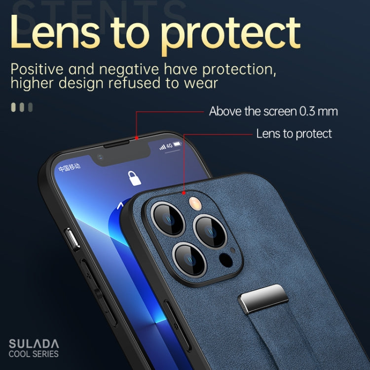 For iPhone 13 SULADA Cool Series PC + Leather Texture Skin Feel Shockproof Phone Case (Blue) by SULADA