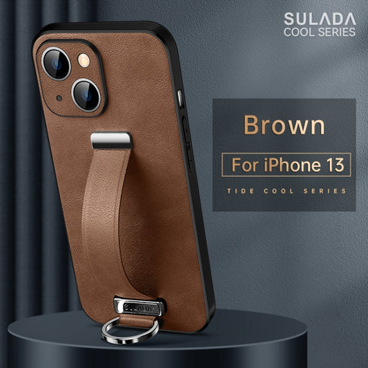 For iPhone 13 SULADA Cool Series PC + Leather Texture Skin Feel Shockproof Phone Case (Brown) by SULADA