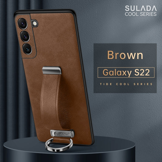 For Samsung Galaxy S22 5G SULADA Cool Series PC + Leather Texture Skin Feel Shockproof Phone Case(Brown) by SULADA
