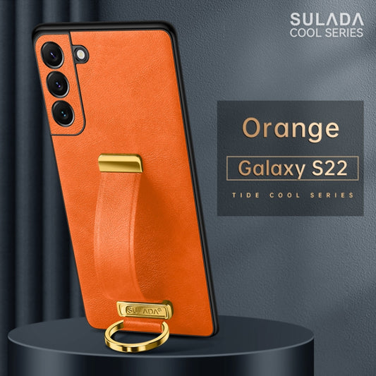For Samsung Galaxy S22 5G SULADA Cool Series PC + Leather Texture Skin Feel Shockproof Phone Case(Orange) by SULADA
