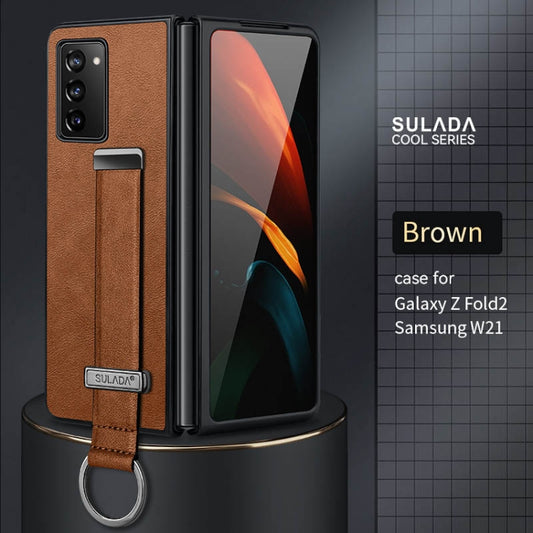 For Samsung Galaxy Z Fold2 SULADA Cool Series PC + Leather Texture Skin Feel Shockproof Phone Case(Brown) by SULADA