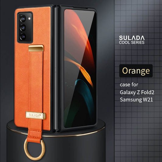 For Samsung Galaxy Z Fold2 SULADA Cool Series PC + Leather Texture Skin Feel Shockproof Phone Case(Orange) by SULADA