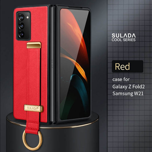 For Samsung Galaxy Z Fold2 SULADA Cool Series PC + Leather Texture Skin Feel Shockproof Phone Case(Red) by SULADA