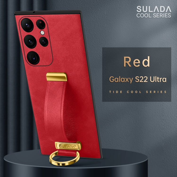 For Samsung Galaxy S22 Ultra 5G SULADA Cool Series PC + Leather Texture Skin Feel Shockproof Phone Case(Red) - Galaxy S22 Ultra 5G Cases by SULADA | Online Shopping UK | buy2fix