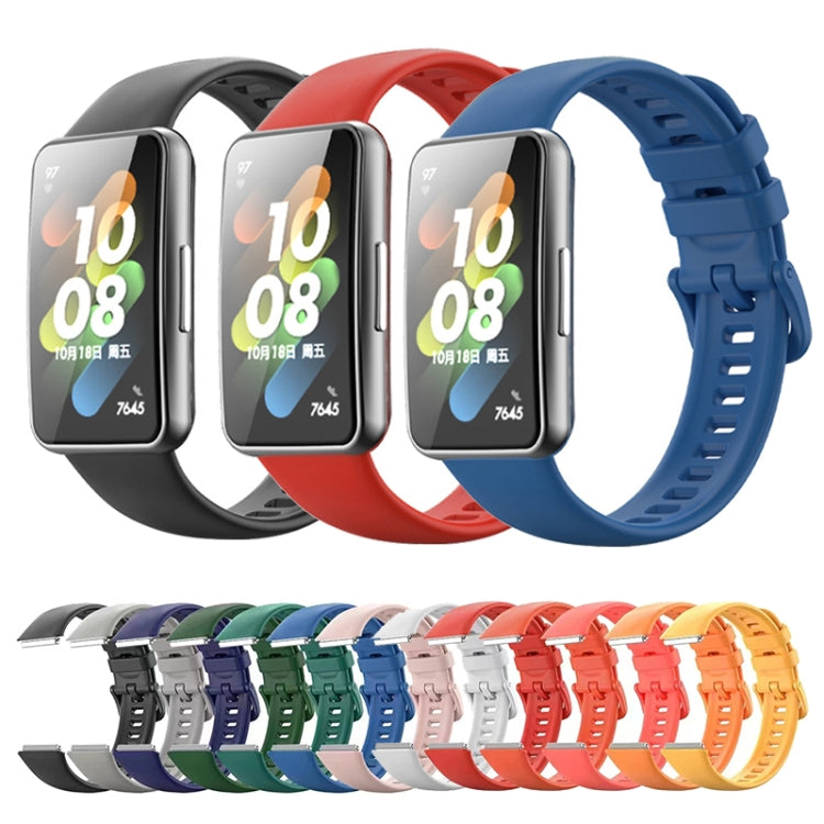 For Huawei Band 7 / Honor Band 7 Pure Color Silicone Watch Band(Sapphire Blue) by buy2fix