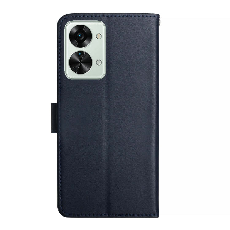 For OnePlus Nord 2T 5G Genuine Leather Fingerprint-proof Horizontal Flip Phone Case(Blue) - OnePlus Cases by buy2fix | Online Shopping UK | buy2fix