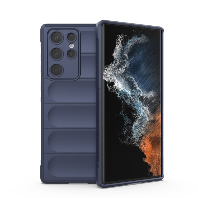 For Samsung Galaxy S22 Ultra 5G Magic Shield TPU + Flannel Phone Case(Dark Blue) - Galaxy S22 Ultra 5G Cases by buy2fix | Online Shopping UK | buy2fix