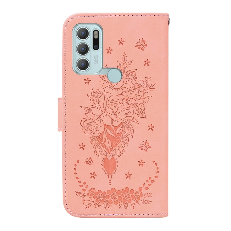For Motorola Moto G60S Butterfly Rose Embossed Leather Phone Case(Pink) - Motorola Cases by buy2fix | Online Shopping UK | buy2fix