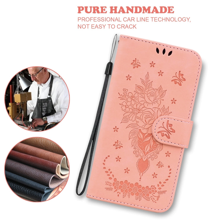 For Motorola Moto G60S Butterfly Rose Embossed Leather Phone Case(Pink) - Motorola Cases by buy2fix | Online Shopping UK | buy2fix