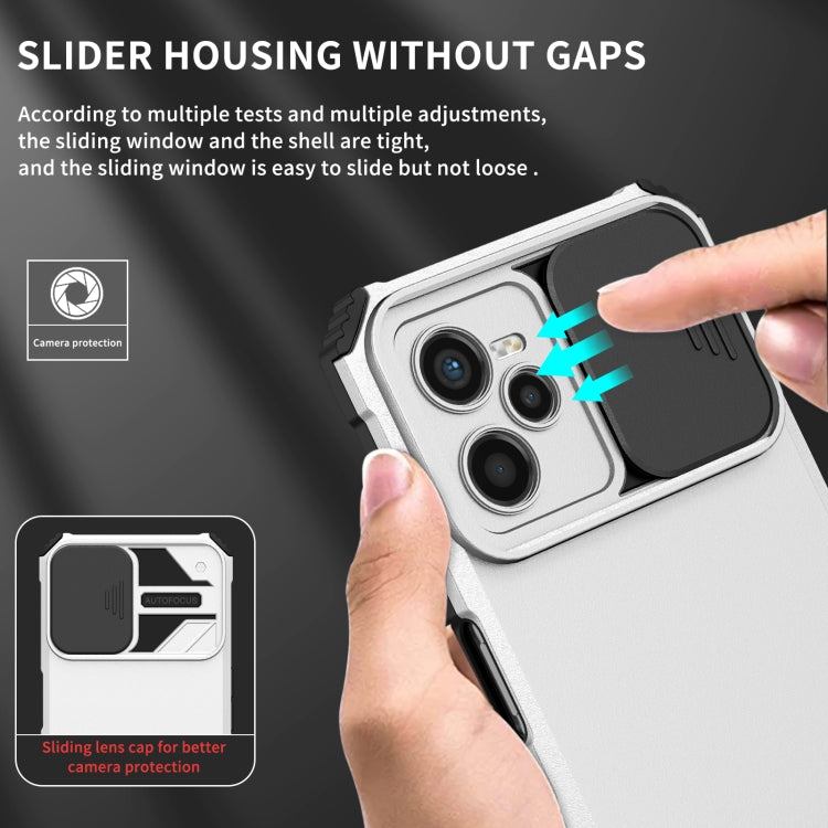 For OPPO Realme C35 Stereoscopic Holder Sliding Camshield Phone Case(White) - Realme Cases by buy2fix | Online Shopping UK | buy2fix