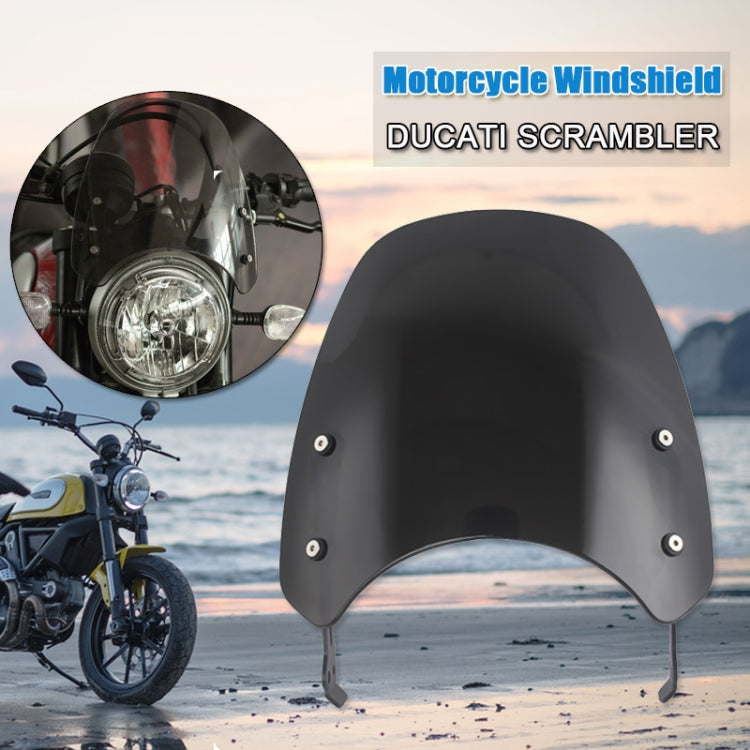 XRL-DF-7654 Motorcycle Headlight Retro Windshield for DUCATI(Black) - Others by buy2fix | Online Shopping UK | buy2fix
