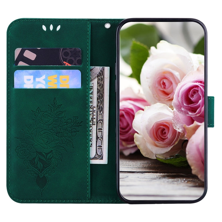 For OPPO A8 / A31 2020 Butterfly Rose Embossed Leather Phone Case(Green) - OPPO Cases by buy2fix | Online Shopping UK | buy2fix