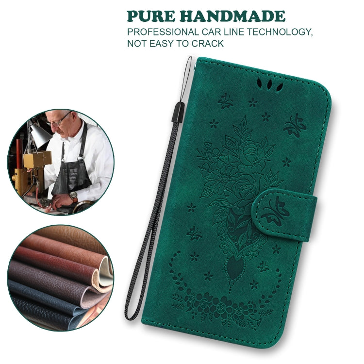 For OPPO A8 / A31 2020 Butterfly Rose Embossed Leather Phone Case(Green) - OPPO Cases by buy2fix | Online Shopping UK | buy2fix