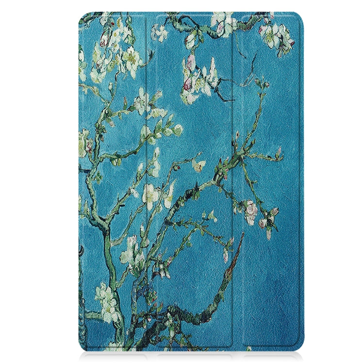 For Lenovo Tab M10 3rd Gen Custer Painted 3-Fold Holder Smart Leather Tablet Case(Apricot Blossom) - Lenovo by buy2fix | Online Shopping UK | buy2fix