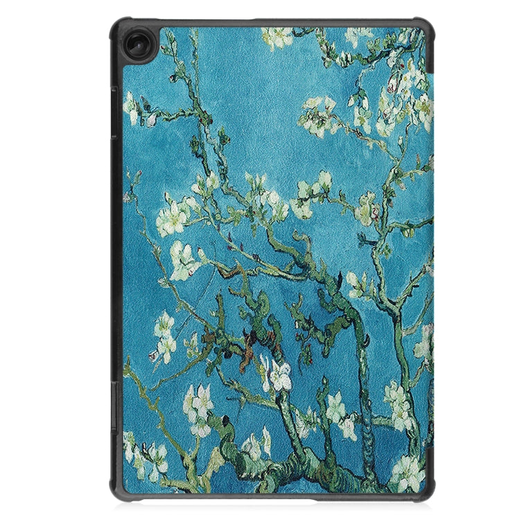 For Lenovo Tab M10 3rd Gen Custer Painted 3-Fold Holder Smart Leather Tablet Case(Apricot Blossom) - Lenovo by buy2fix | Online Shopping UK | buy2fix
