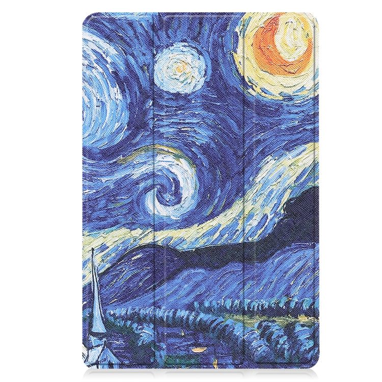 For Lenovo Tab M10 3rd Gen Custer Painted 3-Fold Holder Smart Leather Tablet Case(Starry Sky) - Lenovo by buy2fix | Online Shopping UK | buy2fix