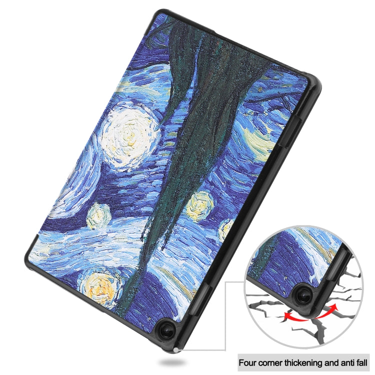 For Lenovo Tab M10 3rd Gen Custer Painted 3-Fold Holder Smart Leather Tablet Case(Starry Sky) by buy2fix