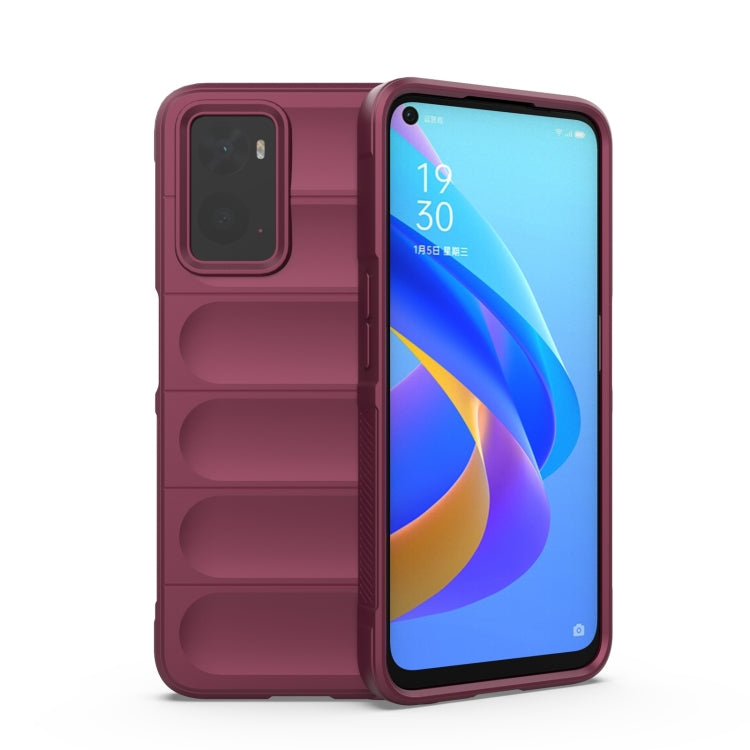 For OPPO A36 4G/A76 4G/Realme 9i Magic Shield TPU + Flannel Phone Case(Wine Red) - OPPO Cases by buy2fix | Online Shopping UK | buy2fix