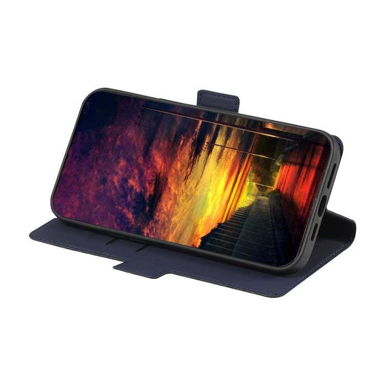 For LG Velvet Twill Texture Side Button Leather Phone Case(Blue) - LG Cases by buy2fix | Online Shopping UK | buy2fix
