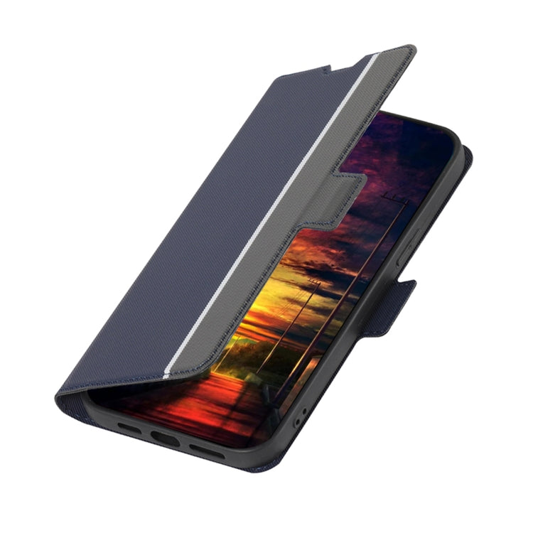 For iPhone XR Twill Texture Side Button Leather Phone Case(Blue) - More iPhone Cases by buy2fix | Online Shopping UK | buy2fix