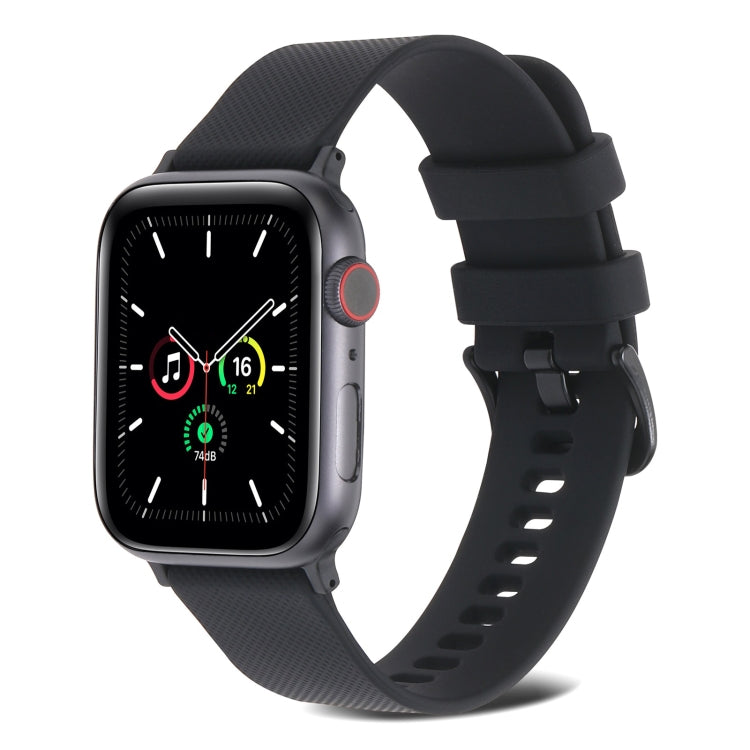 Plain Weave Silicone Watch Band For Apple Watch Ultra 49mm&Watch Ultra 2 49mm / Series 9&8&7 45mm / SE 3&SE 2&6&SE&5&4 44mm / 3&2&1 42mm(Black) - Watch Bands by buy2fix | Online Shopping UK | buy2fix
