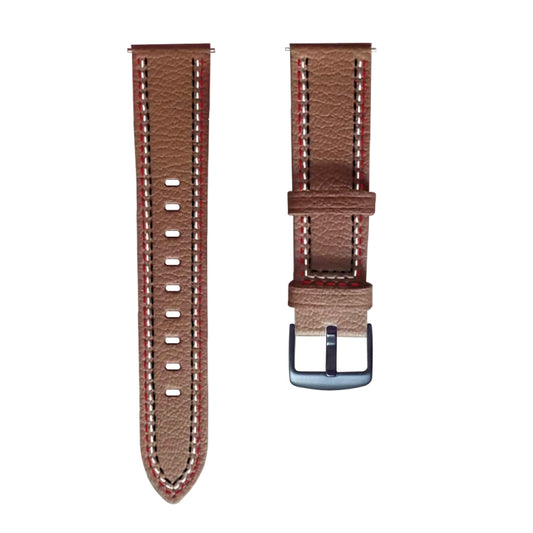 For Huawei Watch GT 3 46mm / GT Runner 22mm Tricolor Stitching Genuine Leather Watch Band(Brown) by buy2fix