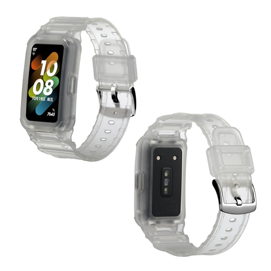 For Huawei Band 7 / 6 / Honor Band 6 Integrated TPU Watch Band(Frosted Transparent) by buy2fix