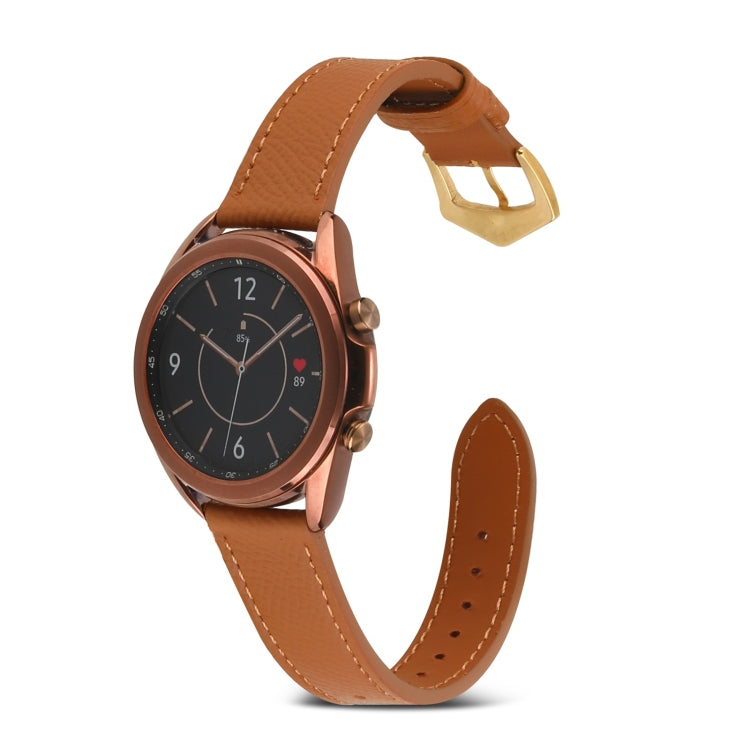 For Samsung Galaxy Watch4 20mm Genuine Leather Watch Band(Brown) - Watch Bands by buy2fix | Online Shopping UK | buy2fix