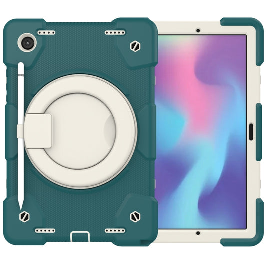 For Samsung Galaxy Tab A8 10.5 2021 Silicone + PC Full Body Protection Tablet Case With Holder & Strap(Dark Green) by buy2fix