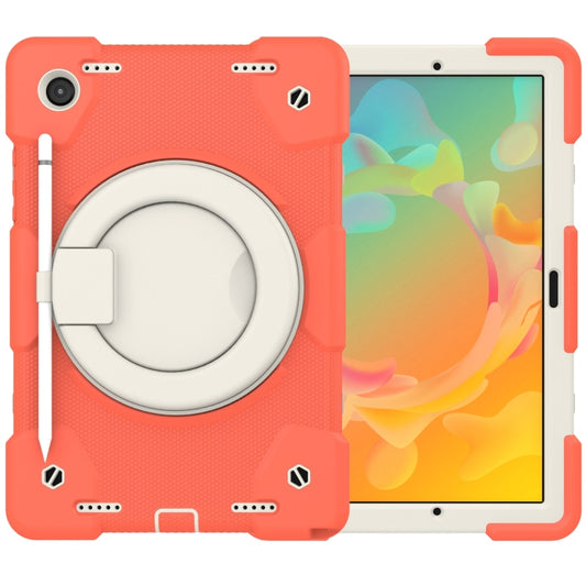 For Samsung Galaxy Tab A8 10.5 2021 Silicone + PC Full Body Protection Tablet Case With Holder & Strap(Orange) by buy2fix