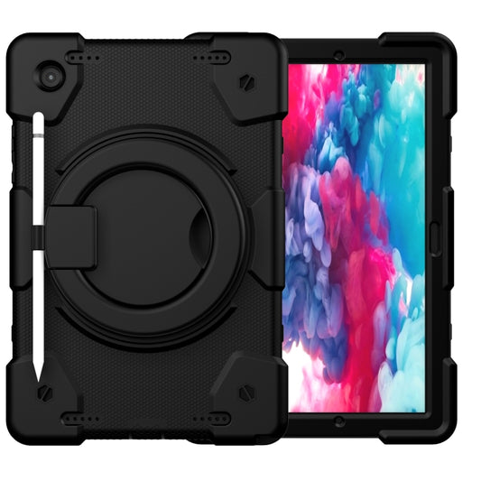 For Samsung Galaxy Tab A8 10.5 2021 Silicone + PC Full Body Protection Tablet Case With Holder & Strap(Black) by buy2fix