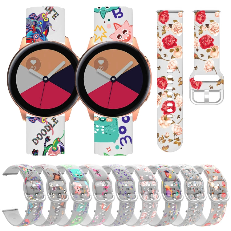 For Samsung Galaxy Watch4 20mm Transparent Printed TPU Silicone Watch Band(7) - Watch Bands by buy2fix | Online Shopping UK | buy2fix