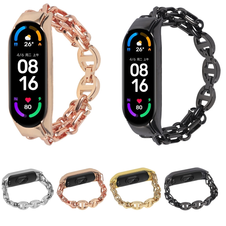 For Xiaomi Mi Band 6 / 5 Metal Chain Stainless Steel Watch Band(Gold) by buy2fix