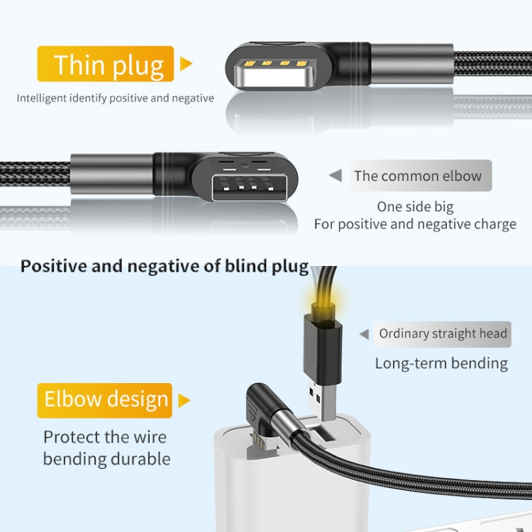 3A USB to USB-C/Type-C Double Elbow Charging Cable(0.5m) - USB-C & Type-C Cable by buy2fix | Online Shopping UK | buy2fix