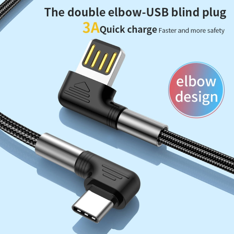 3A USB to USB-C/Type-C Double Elbow Charging Cable(1m) - by buy2fix | Online Shopping UK | buy2fix
