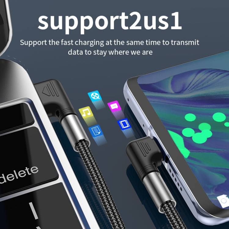 3A USB to USB-C/Type-C Double Elbow Charging Cable(0.5m) - USB-C & Type-C Cable by buy2fix | Online Shopping UK | buy2fix