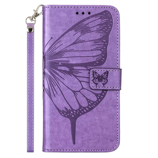 For iPhone 14 Pro Max Embossed Butterfly Leather Phone Case (Light Purple) by buy2fix