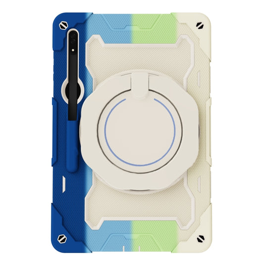 For Samsung Galaxy Tab S8 Ultra Armor Contrast Color Silicone + PC Tablet Case(Colorful Blue) by buy2fix
