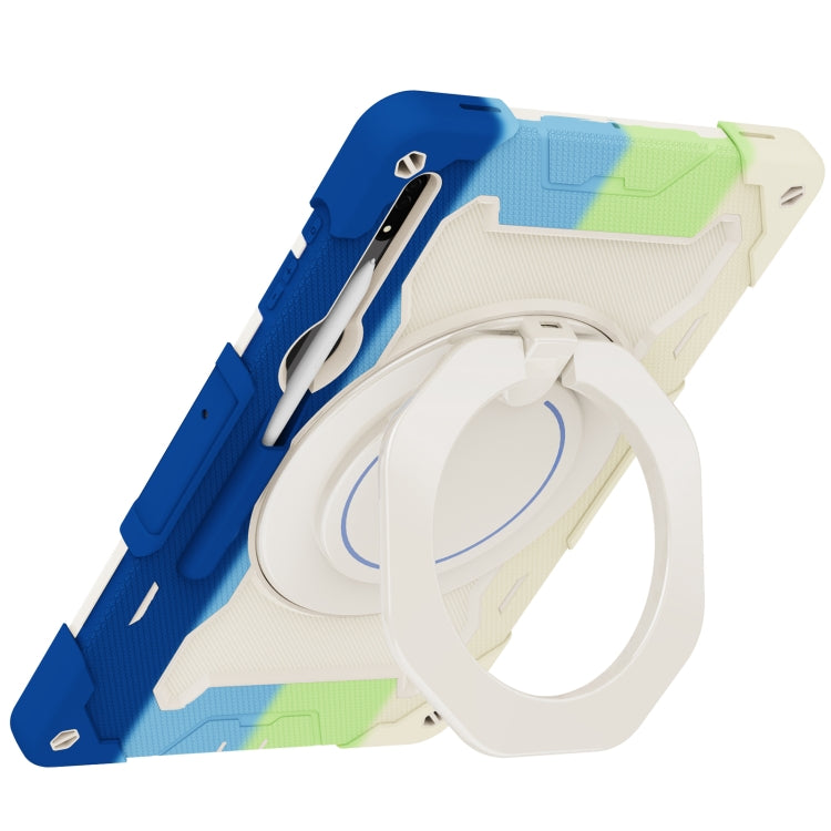For Samsung Galaxy Tab S8 Ultra Armor Contrast Color Silicone + PC Tablet Case(Colorful Blue) by buy2fix
