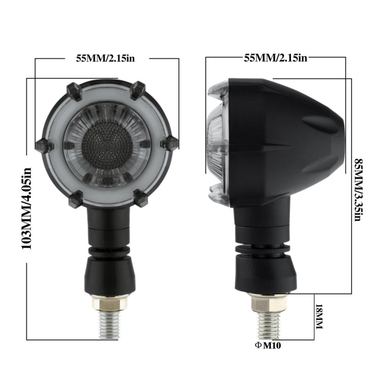 2 PCS PE-ZSD-174 Motorcycle Flashing Rotation Mode LED Two-color Modified Round Turn Signal Light(Yellow + White Light) - Grips by buy2fix | Online Shopping UK | buy2fix