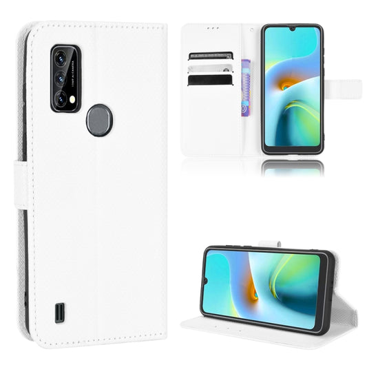 For Blackview A50 Diamond Texture Leather Phone Case(White) - More Brand by buy2fix | Online Shopping UK | buy2fix