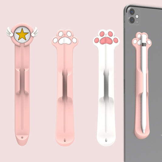 Stylus Silicone Magnetic Cartoon Pen Holder For Apple Pencil 1/2(Pink Magic Wand) by buy2fix