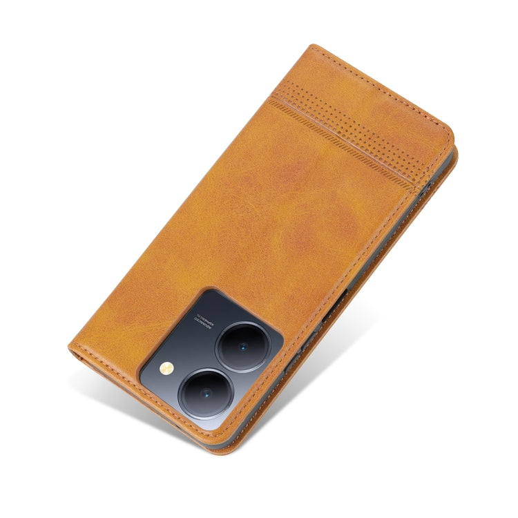 For vivo Y36 Global AZNS Magnetic Calf Texture Leather Phone Case(Light Brown) by AZNS