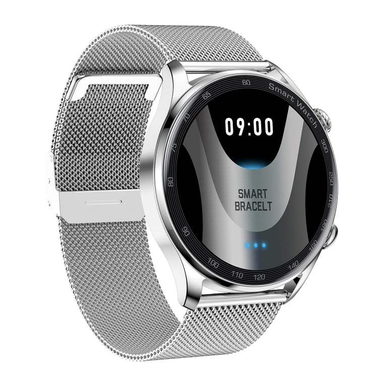 AK32 1.36 inch IPS Touch Screen Smart Watch, Support Bluetooth Calling/Blood Oxygen Monitoring,Style: Steel Watch Band(Silver) - Smart Watches by buy2fix | Online Shopping UK | buy2fix