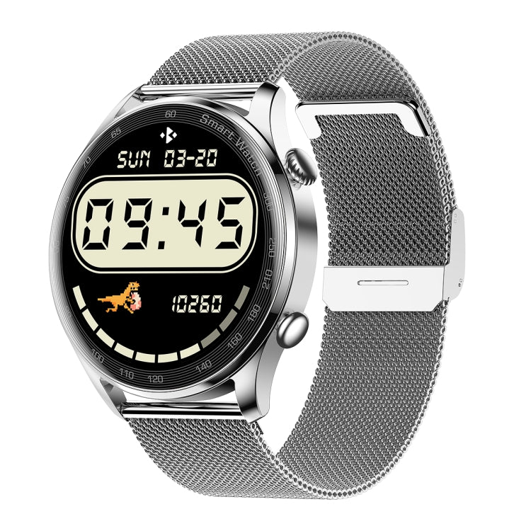AK32 1.36 inch IPS Touch Screen Smart Watch, Support Bluetooth Calling/Blood Oxygen Monitoring,Style: Steel Watch Band(Silver) - Smart Watches by buy2fix | Online Shopping UK | buy2fix