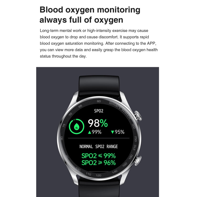 AK32 1.36 inch IPS Touch Screen Smart Watch, Support Bluetooth Calling/Blood Oxygen Monitoring,Style: Steel Watch Band(Silver) - Smart Watches by buy2fix | Online Shopping UK | buy2fix